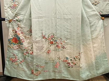 平和屋着物■豪華振袖　総刺繍　松皮菱花文　暈し染め　金銀糸　正絹　逸品　BAAY0338mz