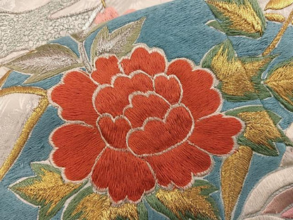 平和屋着物■豪華振袖　総刺繍　松皮菱花文　暈し染め　金銀糸　正絹　逸品　BAAY0338mz