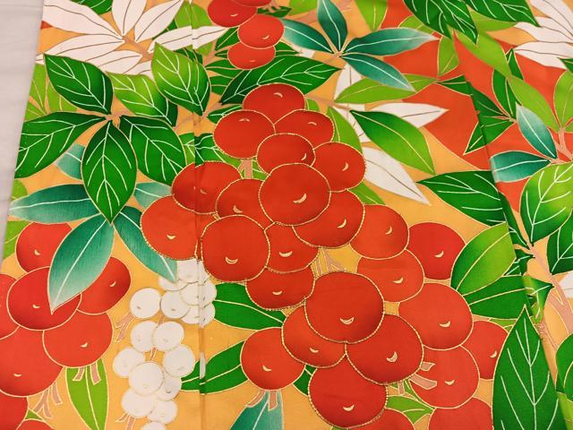 平和屋着物■豪華振袖　駒刺繍　南天文　金彩　正絹　逸品　BAAY0345mz