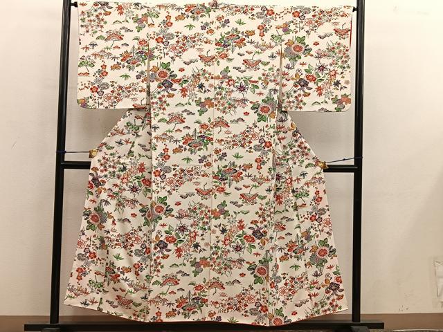 平和屋着物■上質な小紋　型染め　梅花文　正絹　逸品　BAAY0346mz