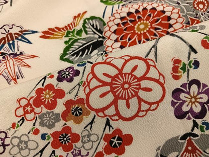 平和屋着物■上質な小紋　型染め　梅花文　正絹　逸品　BAAY0346mz