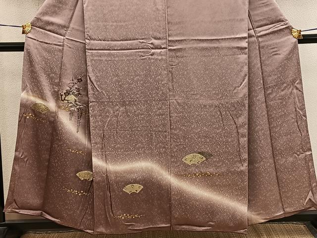 平和屋着物■訪問着　刺繍　地紙重ね枝梅文　暈し染め　金彩　正絹　逸品　BAAY0348mz