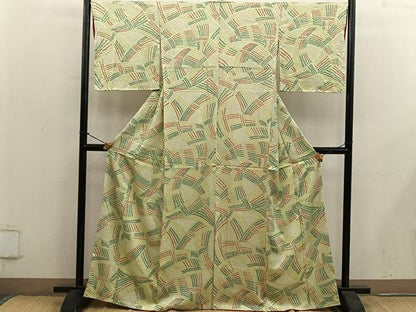 平和屋着物■上質な小紋　総絞り　幾何学文様　正絹　逸品　BAAY0349mz