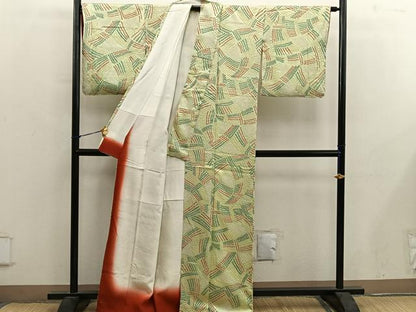平和屋着物■上質な小紋　総絞り　幾何学文様　正絹　逸品　BAAY0349mz