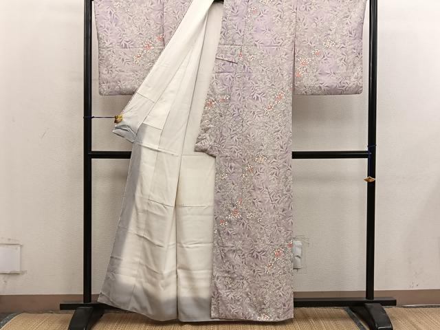 平和屋着物■上質な小紋　草花文　正絹　逸品　BAAY0350mz
