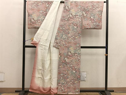 平和屋着物■上質な小紋　風景花文　正絹　逸品　BAAY0352mz