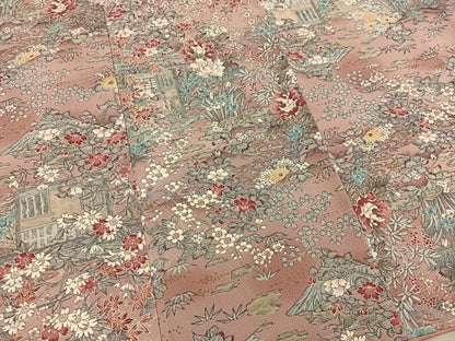 平和屋着物■上質な小紋　風景花文　正絹　逸品　BAAY0352mz