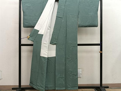 平和屋着物■上質な色無地　風景花地紋　麹塵色　正絹　逸品　未使用　BAAY0355mz