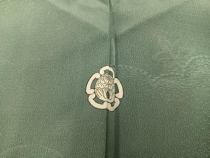 平和屋着物■上質な色無地　風景花地紋　麹塵色　正絹　逸品　未使用　BAAY0355mz