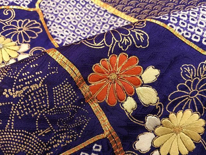 平和屋着物■豪華振袖　駒刺繍　絞り　片輪車花文　金彩　正絹　逸品　BAAY0357mz