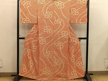 平和屋着物■上質な小紋　総絞り　草花文　正絹　逸品　BAAY0358mz