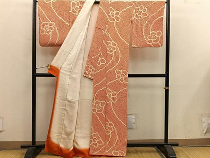 平和屋着物■上質な小紋　総絞り　草花文　正絹　逸品　BAAY0358mz