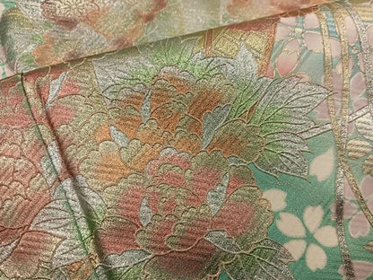 平和屋着物●訪問着　作家物　檜扇花文　暈し染め　金銀彩　やまと誂製　正絹　逸品　BAAY0359mz