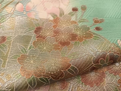平和屋着物●訪問着　作家物　檜扇花文　暈し染め　金銀彩　やまと誂製　正絹　逸品　BAAY0359mz