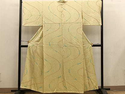 平和屋着物■上質な小紋　総絞り　流水文　正絹　逸品　BAAY0360mz