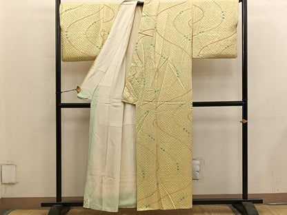 平和屋着物■上質な小紋　総絞り　流水文　正絹　逸品　BAAY0360mz