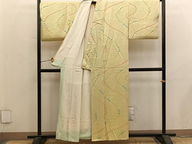 平和屋着物■上質な小紋　総絞り　流水文　正絹　逸品　BAAY0360mz