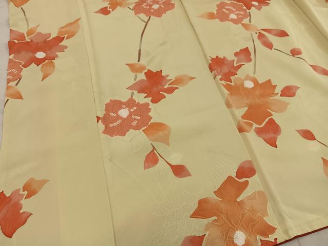 平和屋着物●上質な小紋　枝花文　地紋起こし　正絹　逸品　BAAY0362mz