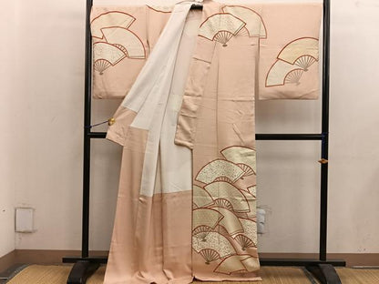 平和屋着物■訪問着　扇面七宝文　金彩　正絹　逸品　BAAY0364mz