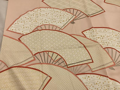 平和屋着物■訪問着　扇面七宝文　金彩　正絹　逸品　BAAY0364mz