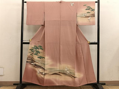 平和屋着物■訪問着　群鶴　暈し染め　金彩　正絹　逸品　BAAY0366mz