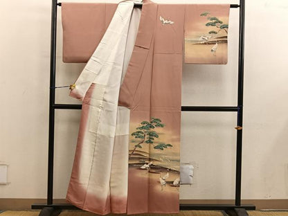 平和屋着物■訪問着　群鶴　暈し染め　金彩　正絹　逸品　BAAY0366mz