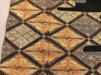 平和屋着物●豪華黒留袖　駒刺繍　双鶴　金彩　上代35万　仮絵羽　正絹　逸品　未使用　BAAY0368mz