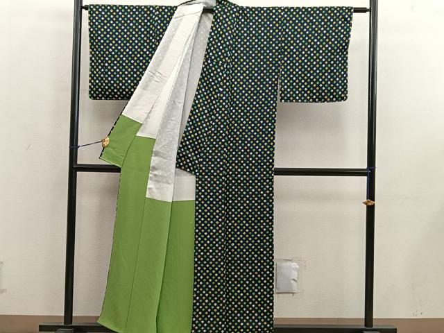 平和屋着物■上質な小紋　総絞り　正絹　逸品　未使用　BAAY0369mz