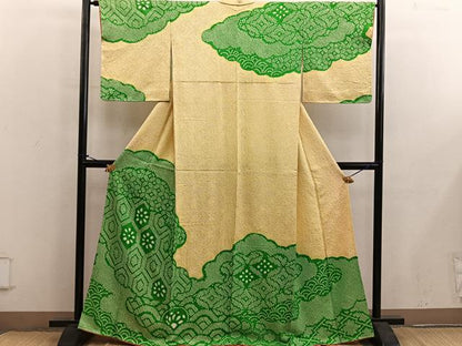 平和屋着物■訪問着　総絞り　亀甲文　正絹　逸品　BAAY0370mz