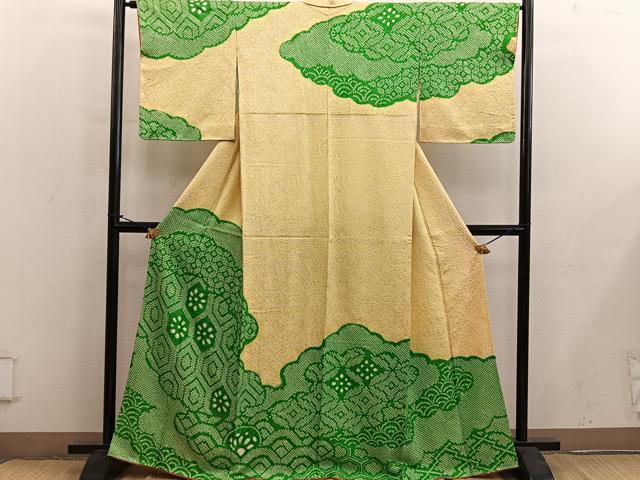 平和屋着物■訪問着　総絞り　亀甲文　正絹　逸品　BAAY0370mz