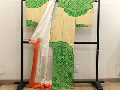平和屋着物■訪問着　総絞り　亀甲文　正絹　逸品　BAAY0370mz