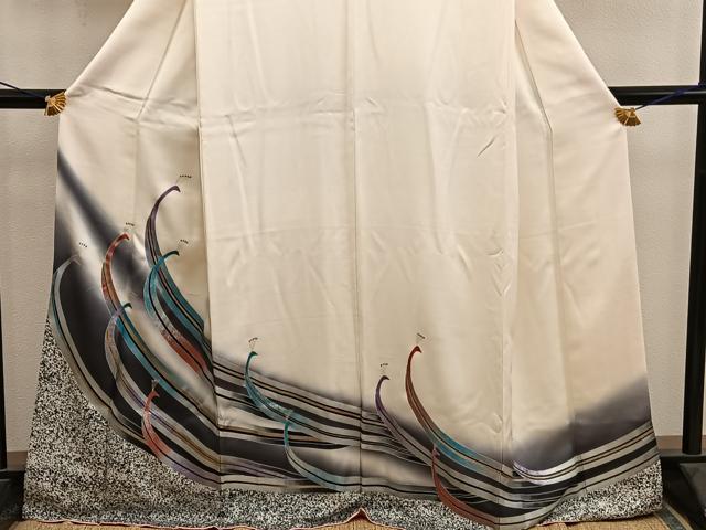 平和屋着物■訪問着　孔雀文　暈し染め　銀彩　正絹　逸品　BAAY0371mz