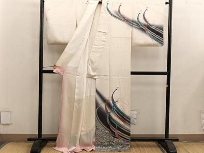 平和屋着物■訪問着　孔雀文　暈し染め　銀彩　正絹　逸品　BAAY0371mz