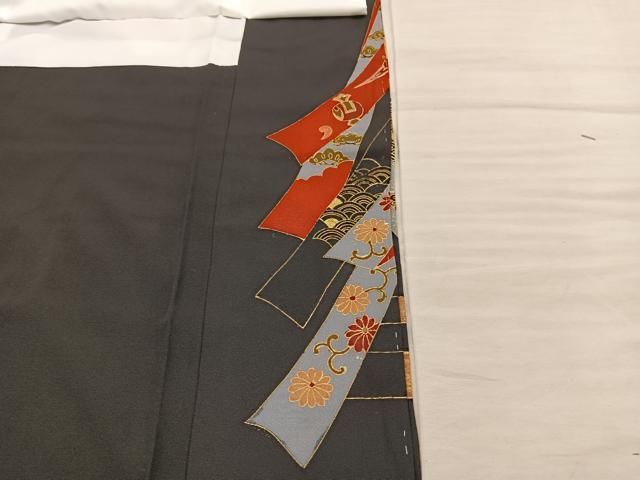 平和屋着物■豪華黒留袖　駒刺繍　鳳凰宝尽し花文　金銀彩　正絹　逸品　BAAY0372mz