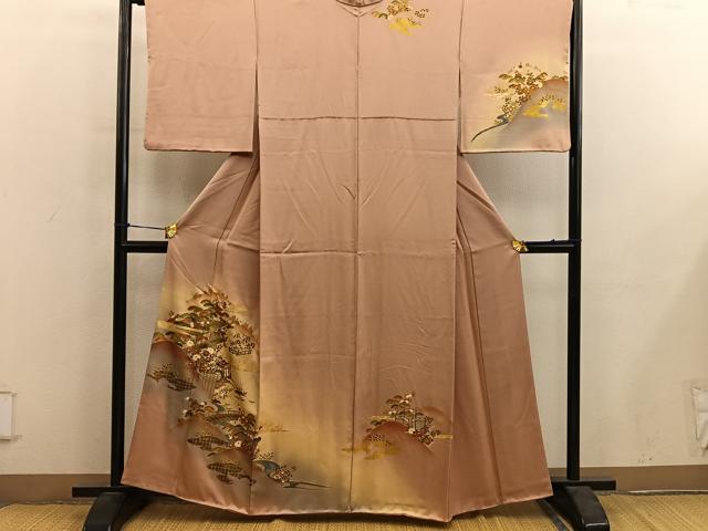 平和屋着物■訪問着　風景花文　暈し染め　金彩　正絹　逸品　BAAY0374mz