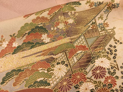 平和屋着物■訪問着　風景花文　暈し染め　金彩　正絹　逸品　BAAY0374mz
