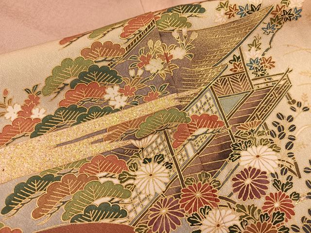 平和屋着物■訪問着　風景花文　暈し染め　金彩　正絹　逸品　BAAY0374mz