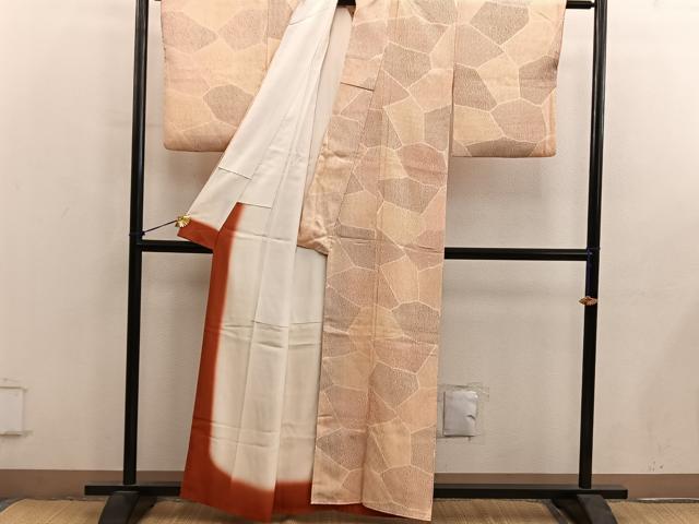 平和屋着物■上質な小紋　幾何学文様　正絹　逸品　BAAY0375mz