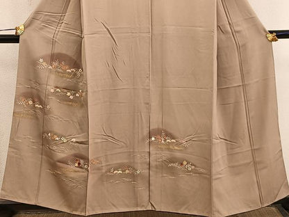 平和屋着物■訪問着　刺繍　遠山花文　暈し染め　金彩　正絹　逸品　BAAY0376mz