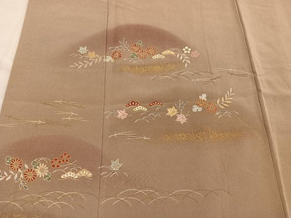 平和屋着物■訪問着　刺繍　遠山花文　暈し染め　金彩　正絹　逸品　BAAY0376mz