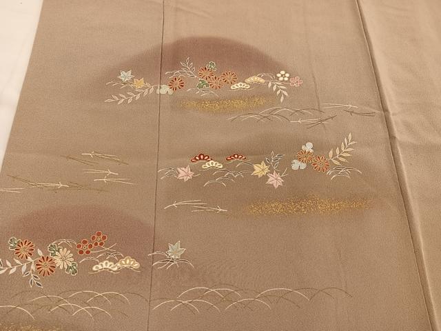 平和屋着物■訪問着　刺繍　遠山花文　暈し染め　金彩　正絹　逸品　BAAY0376mz