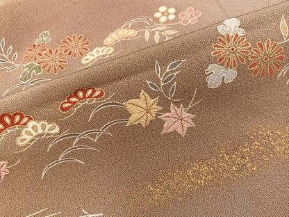 平和屋着物■訪問着　刺繍　遠山花文　暈し染め　金彩　正絹　逸品　BAAY0376mz
