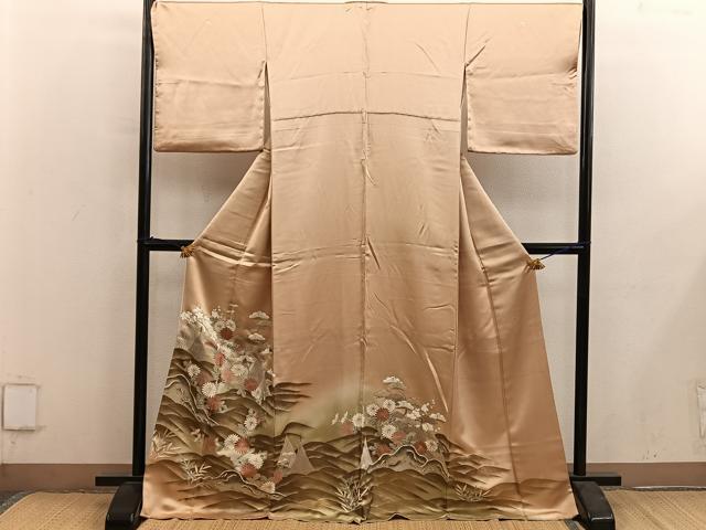 平和屋着物■豪華色留袖　流水花文　暈し染め　金彩　正絹　逸品　BAAY0379mz