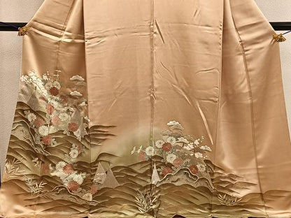 平和屋着物■豪華色留袖　流水花文　暈し染め　金彩　正絹　逸品　BAAY0379mz