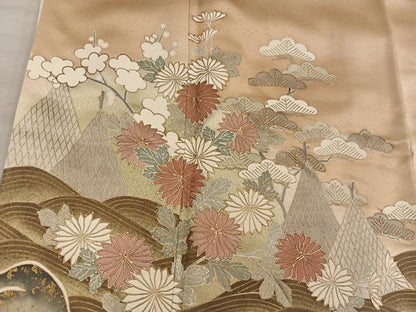 平和屋着物■豪華色留袖　流水花文　暈し染め　金彩　正絹　逸品　BAAY0379mz