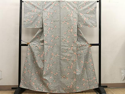 平和屋着物■上質な紬　梅花文　正絹　逸品　BAAY0382mz