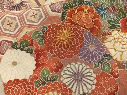 平和屋着物■豪華黒留袖　駒刺繍　亀甲菊花丸文　正絹　逸品　BAAY0384mz