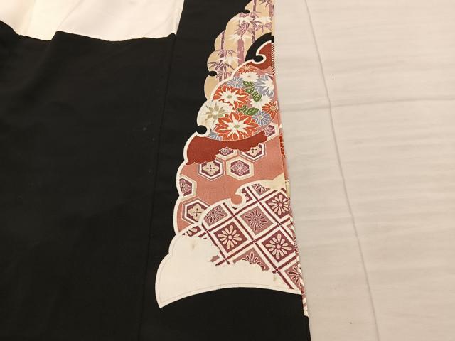 平和屋着物■豪華黒留袖　駒刺繍　亀甲菊花丸文　正絹　逸品　BAAY0384mz