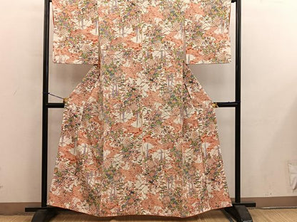 平和屋着物■上質な小紋　型染め　花車文　正絹　逸品　BAAY0386mz