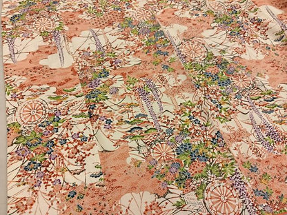 平和屋着物■上質な小紋　型染め　花車文　正絹　逸品　BAAY0386mz